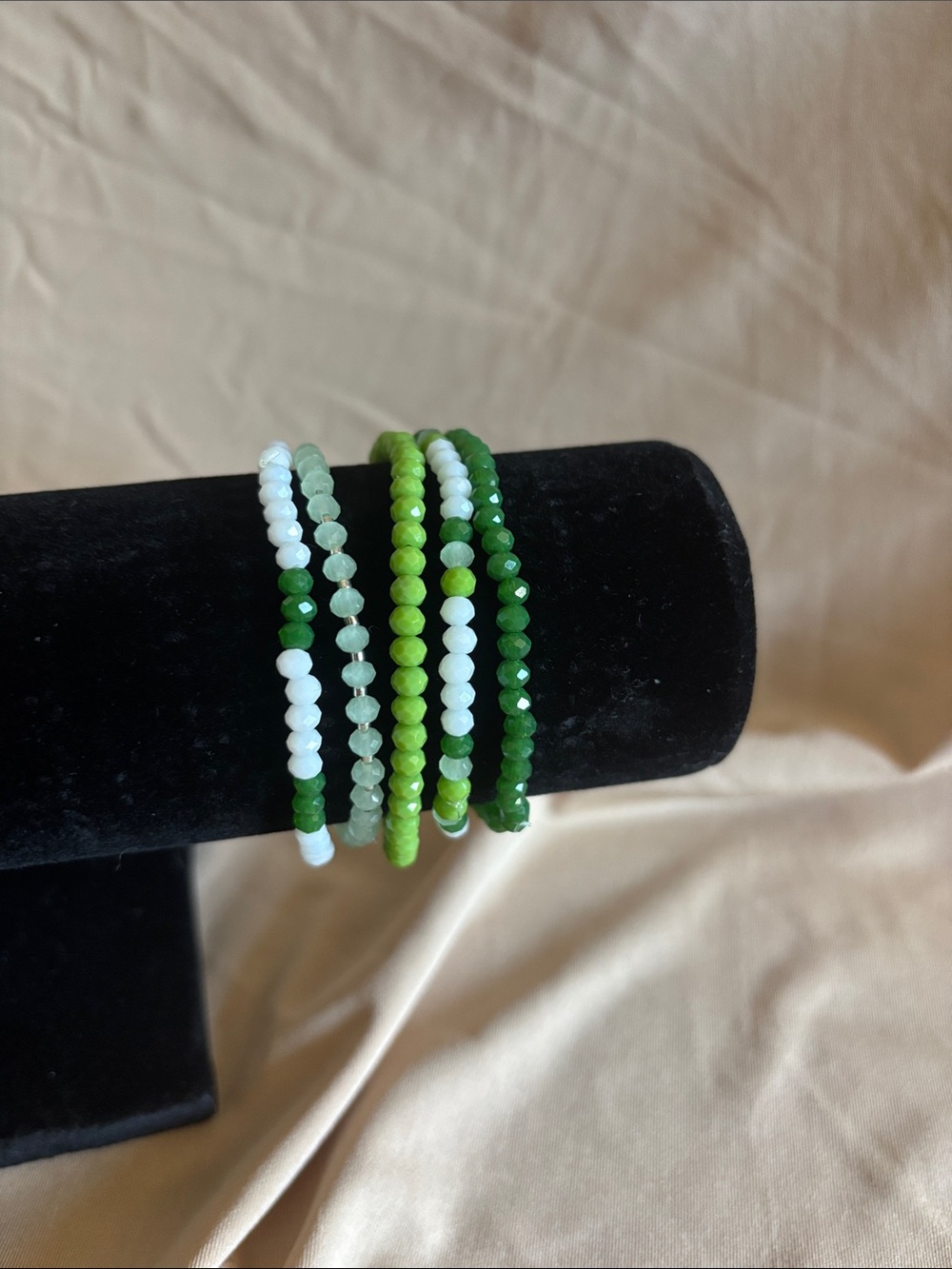 Handmade green Bracelet stack - Women Jewelry